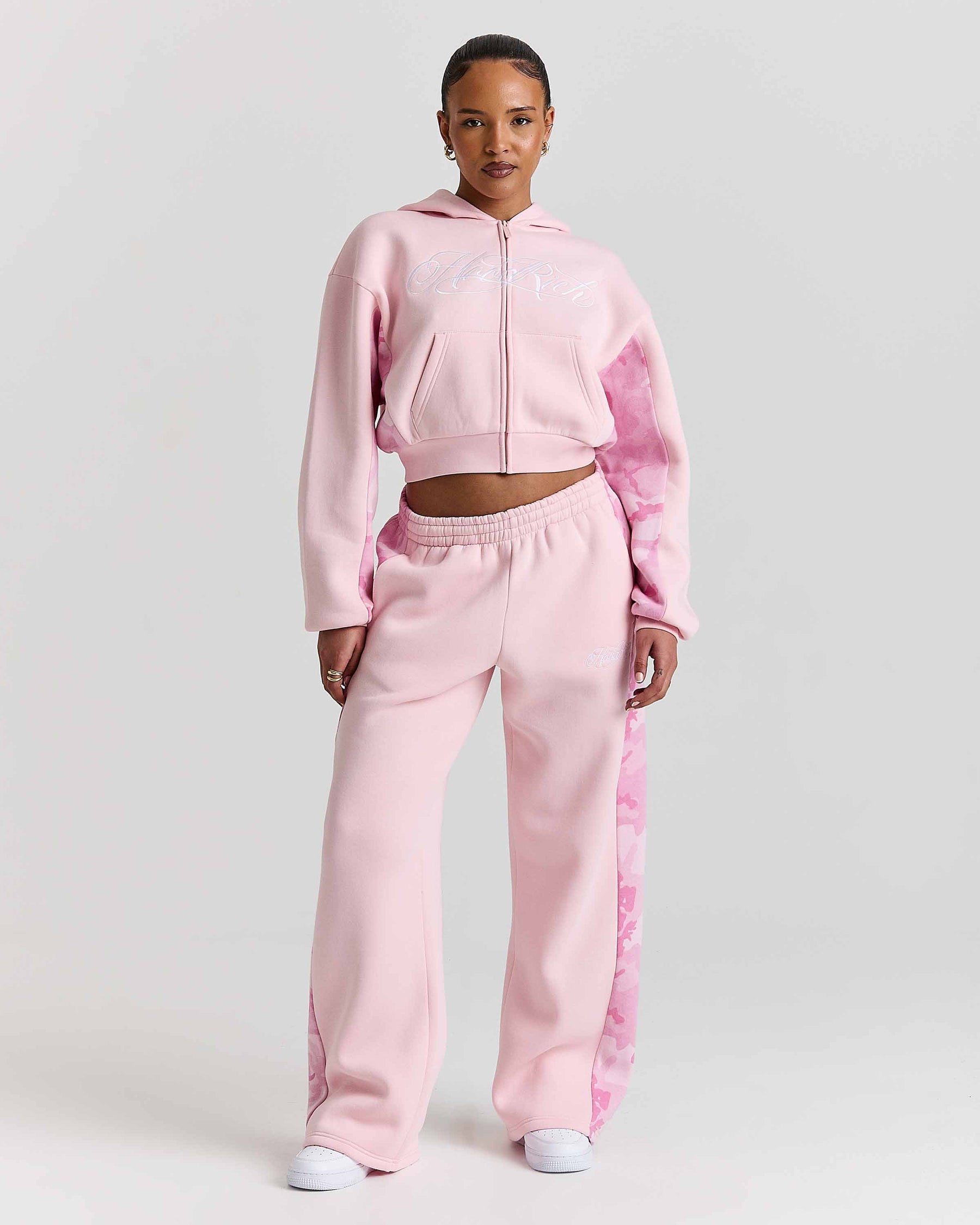 Field Boxy Zip Hoodie - Pink/White/Camo