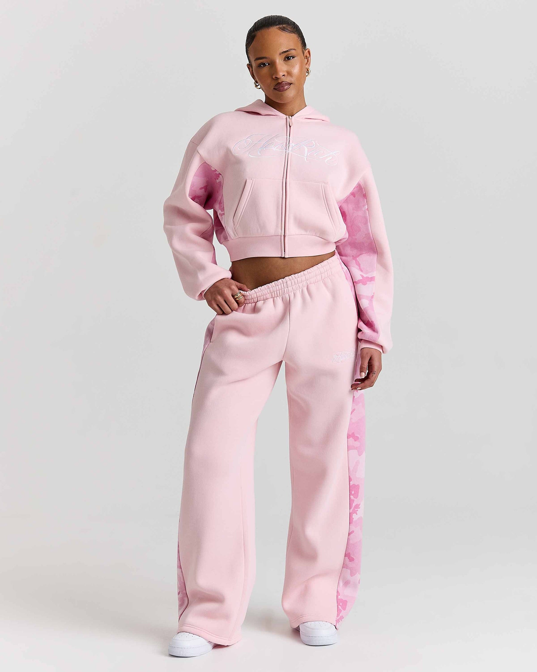 Field Boxy Zip Hoodie - Pink/White/Camo