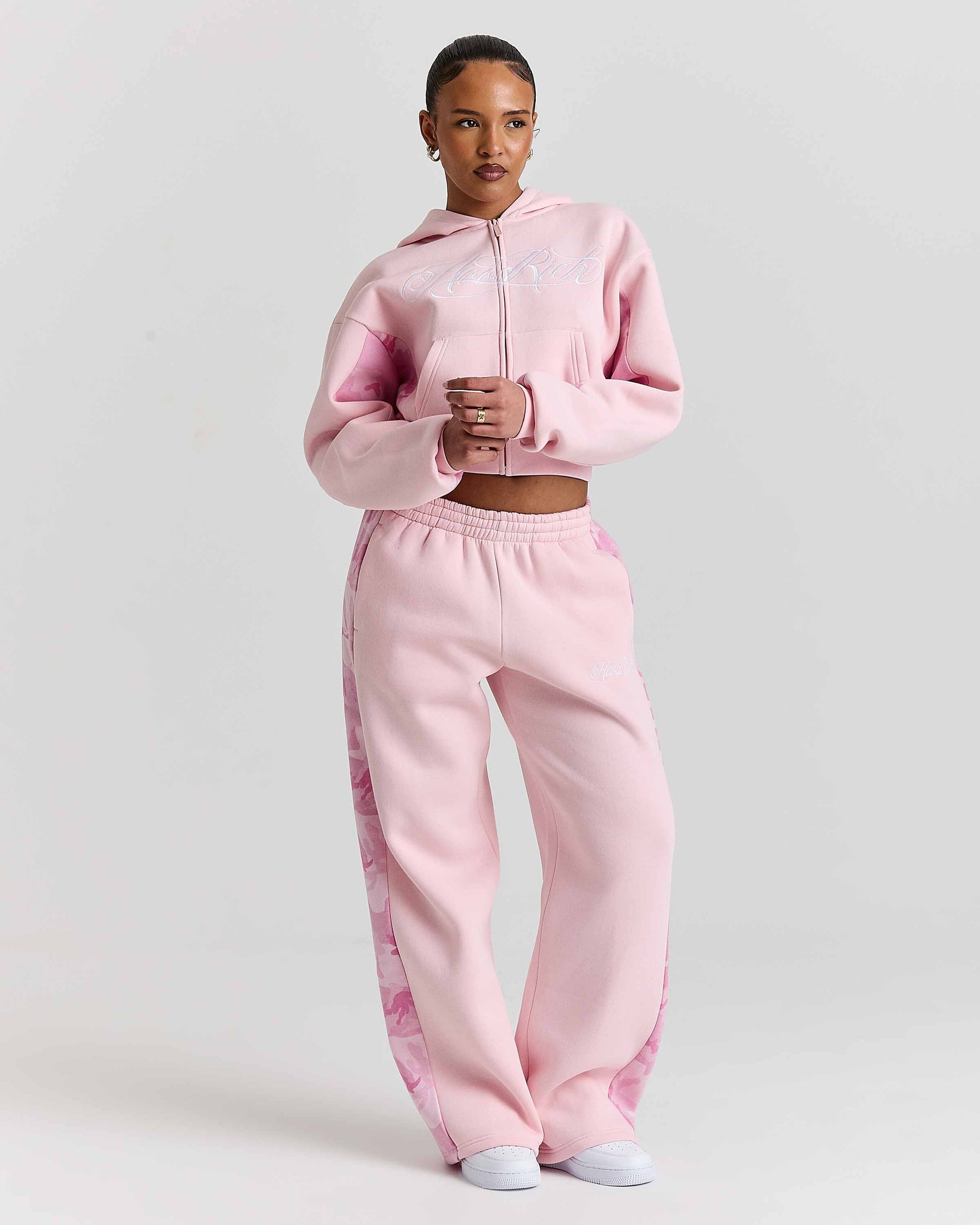 Field Boxy Zip Hoodie - Pink/White/Camo