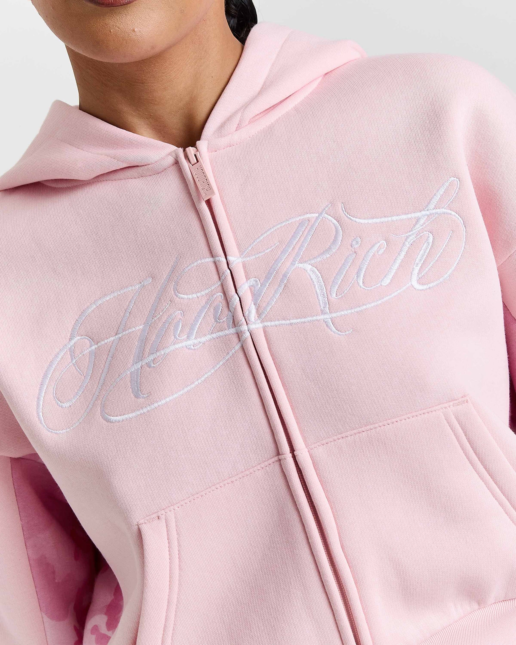 Field Boxy Zip Hoodie - Pink/White/Camo