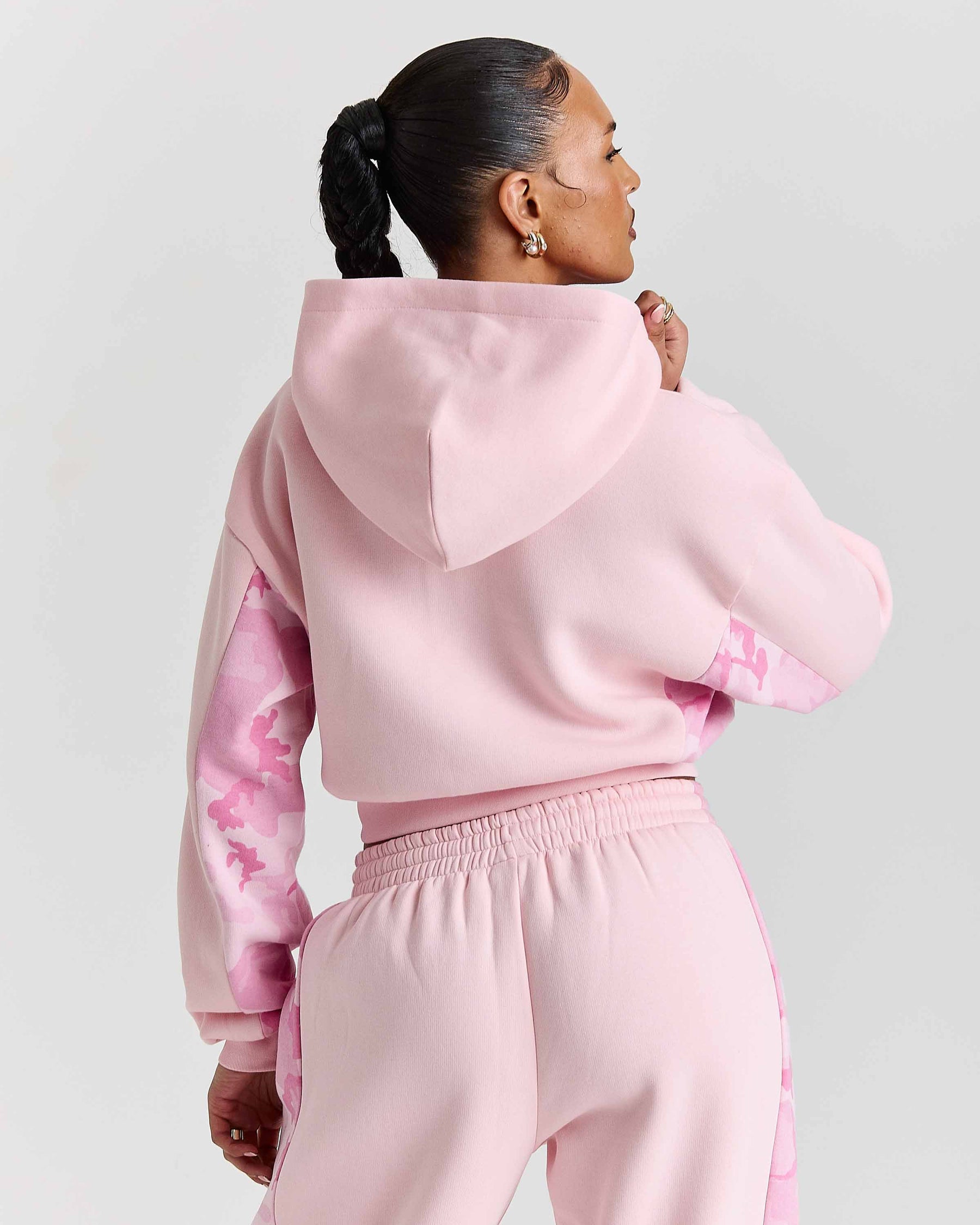 Field Boxy Zip Hoodie - Pink/White/Camo