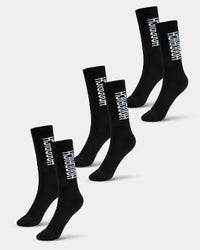 Three pairs of black crew socks with white 'OG' logo branding on the side, displayed against a white background.