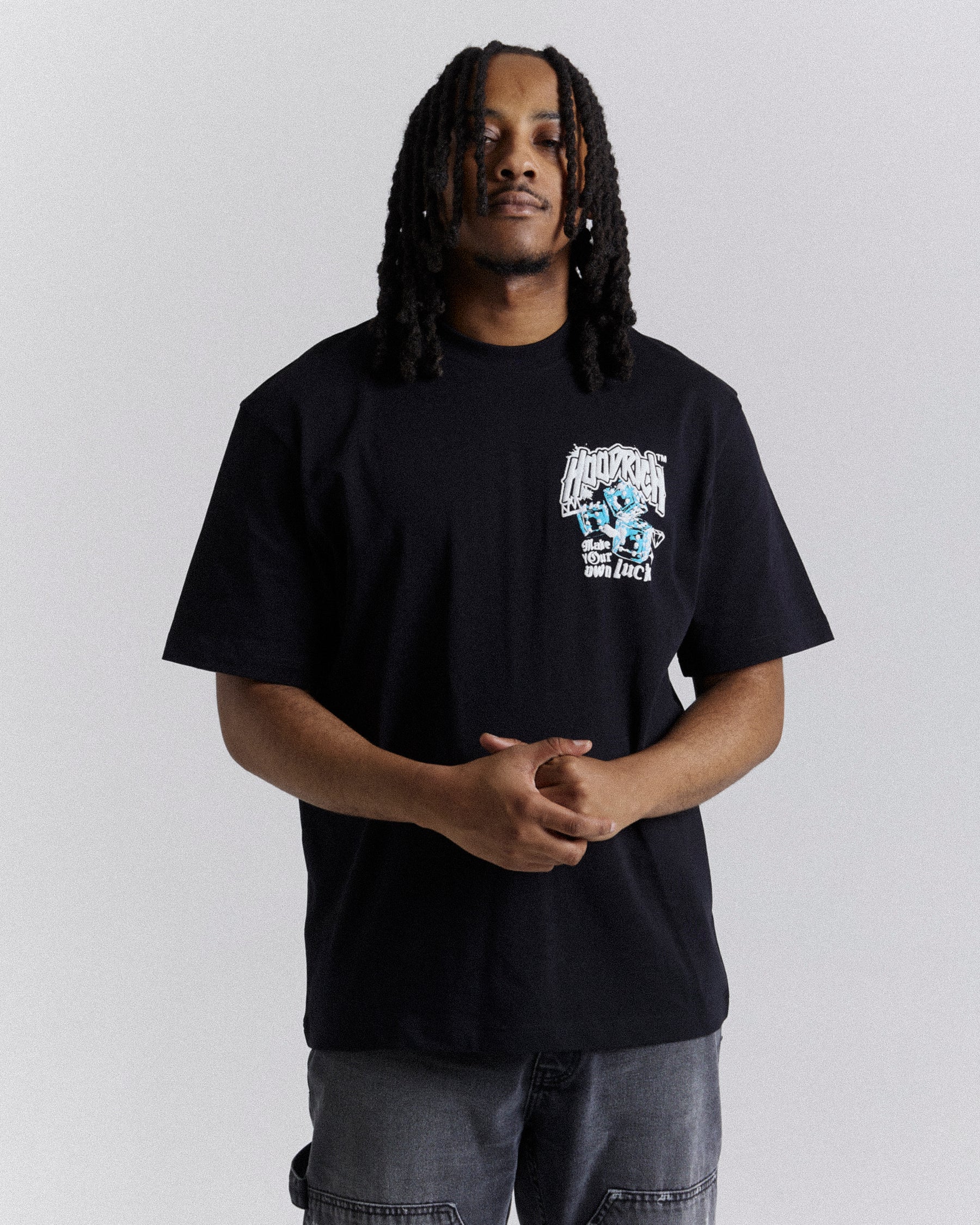 Fortune Oversized T-Shirt - Black/White/Blue