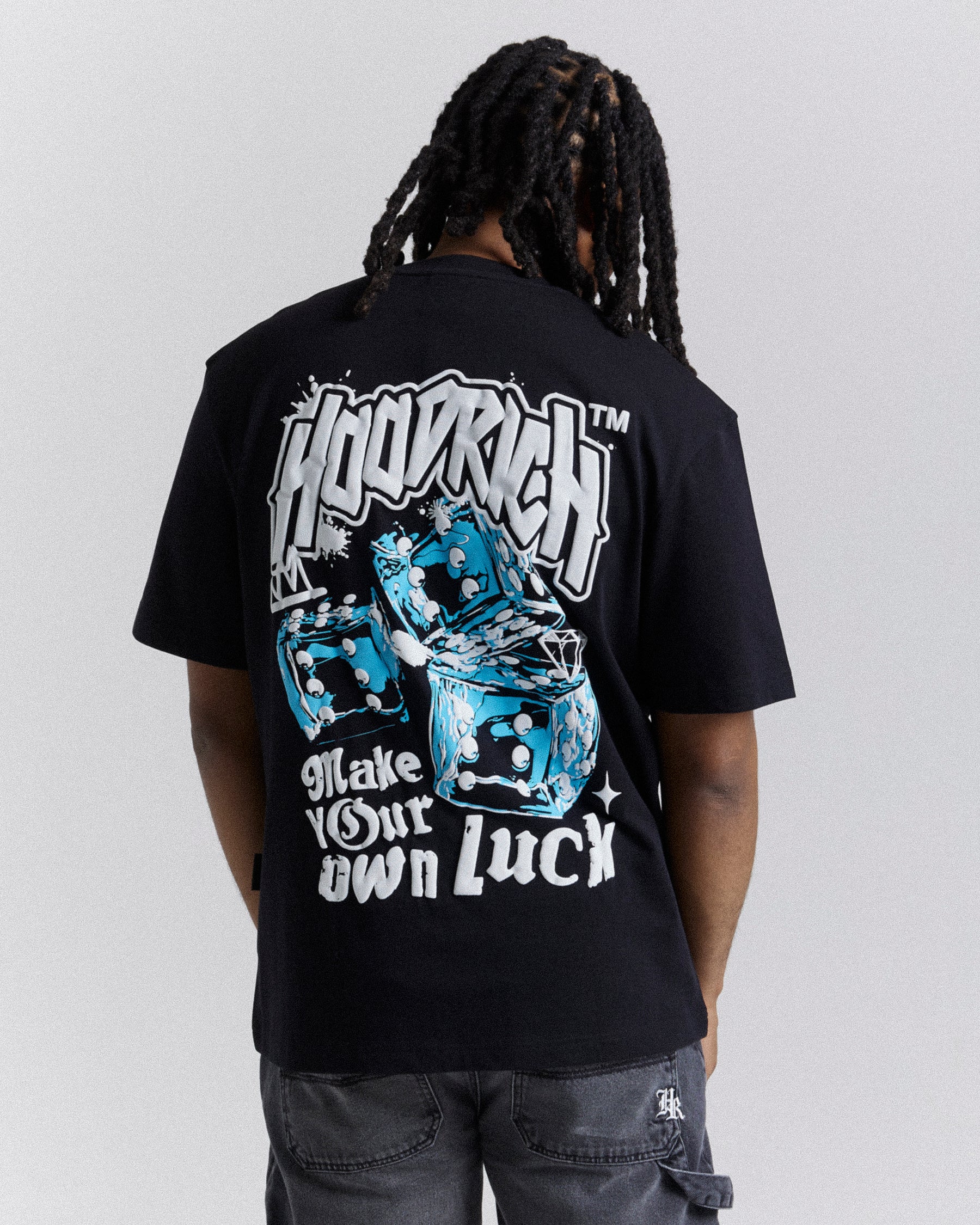 Fortune Oversized T-Shirt - Black/White/Blue