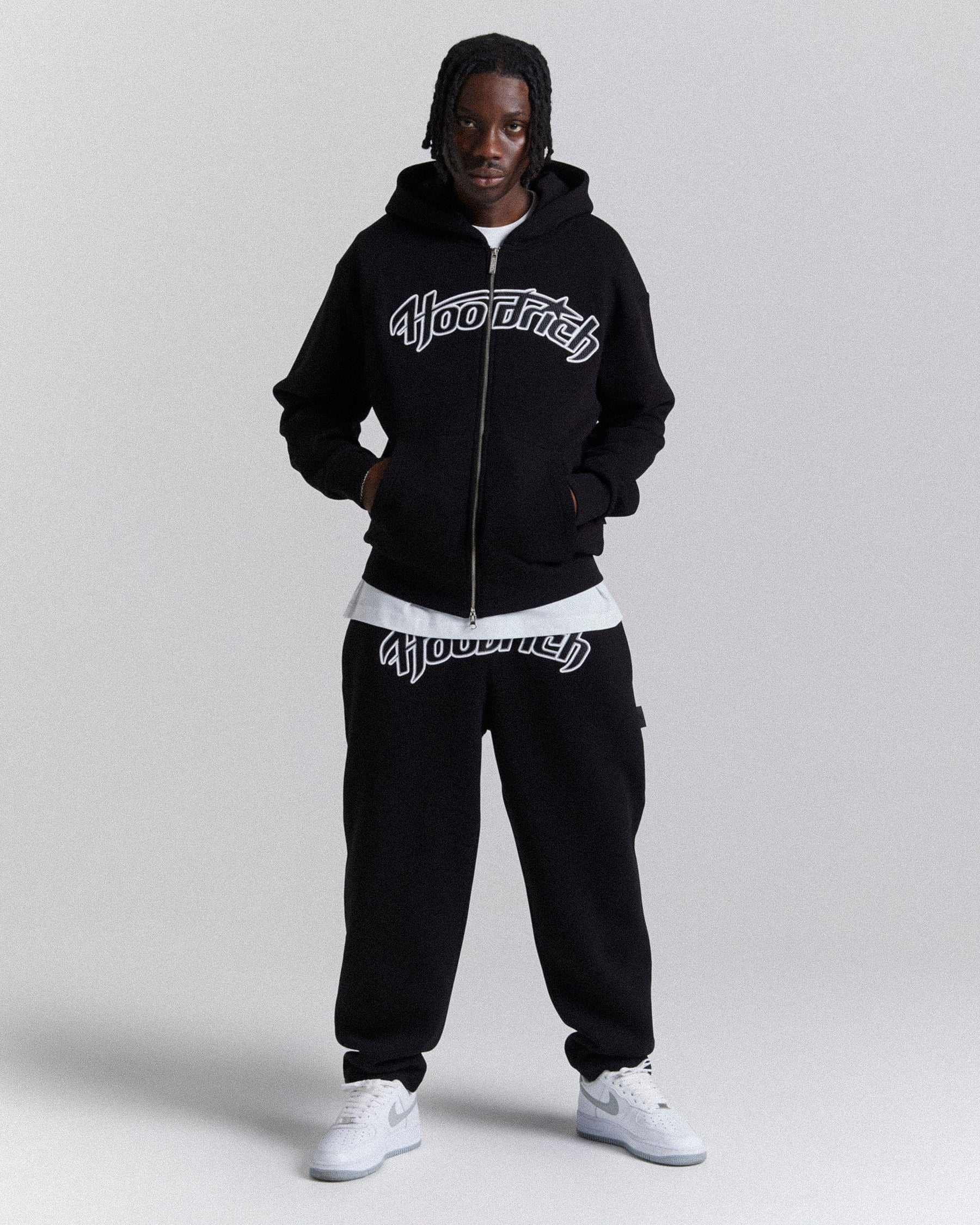 Galaxy Oversized Open Hem Jogger - Black/White