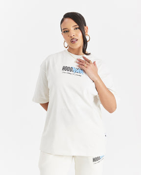 Urban Oversized T-Shirt - Cream/Black/Blue