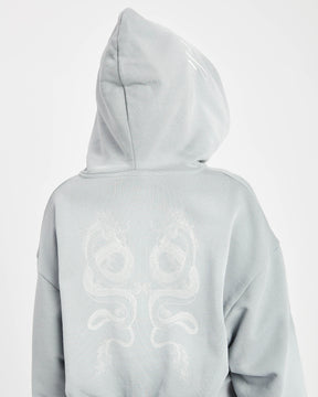 Hydra Cropped Zip Hoodie - Grey