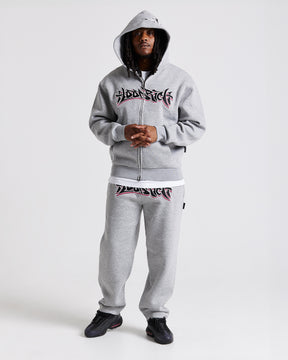 Graff Oversized Zip Hoodie - Grey/Black/Pink