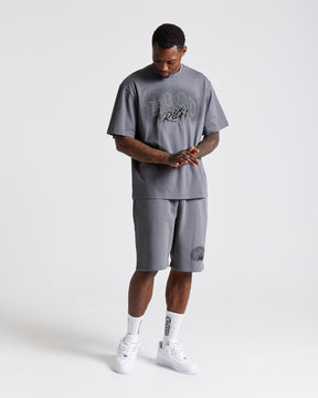 Iron Oversized T-Shirt - Grey/Rhinestones