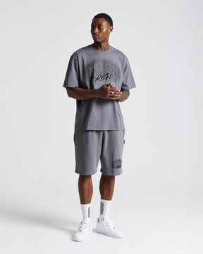 Iron Oversized T-Shirt - Grey/Rhinestones