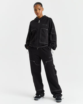 Adorn Open Hem Joggers - Black