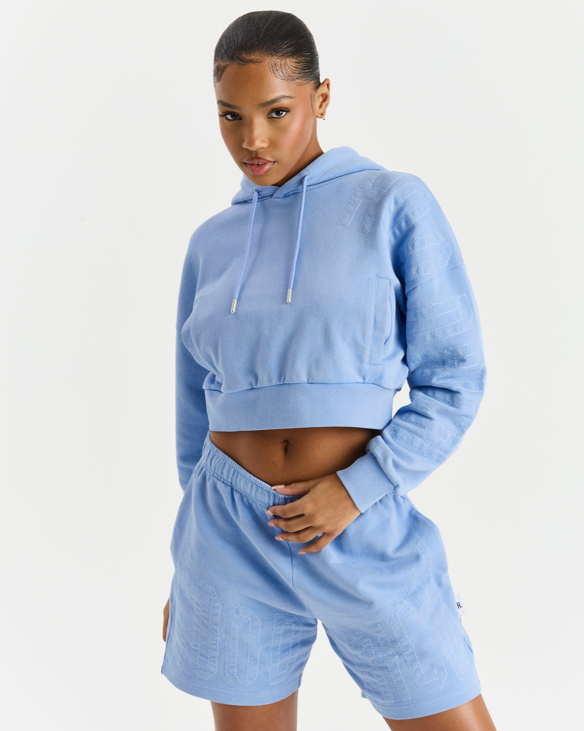 Erode Cropped Hoodie - Blue Wash