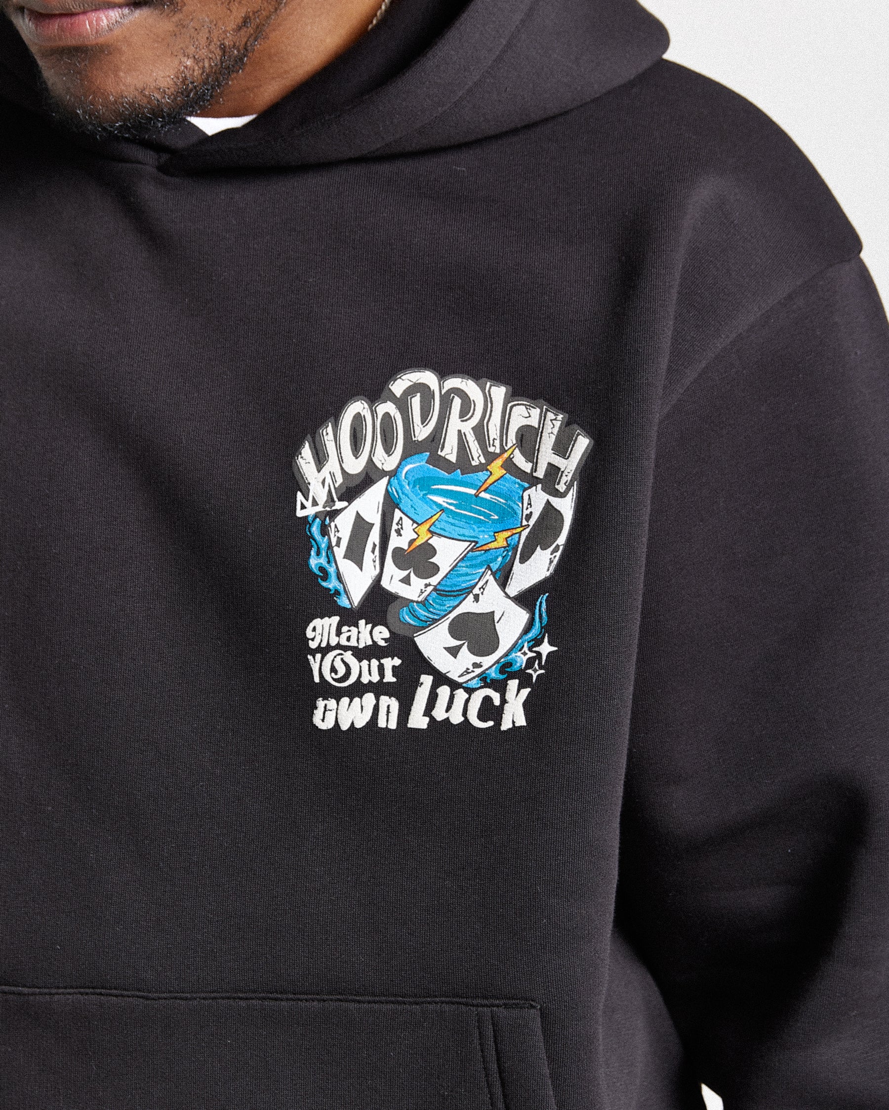 Your Luck Oversized Hoodie - Black/Grey/Blue