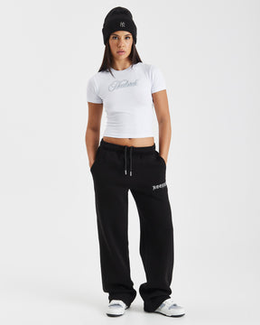 Dusk Wide Leg Joggers - Black/White