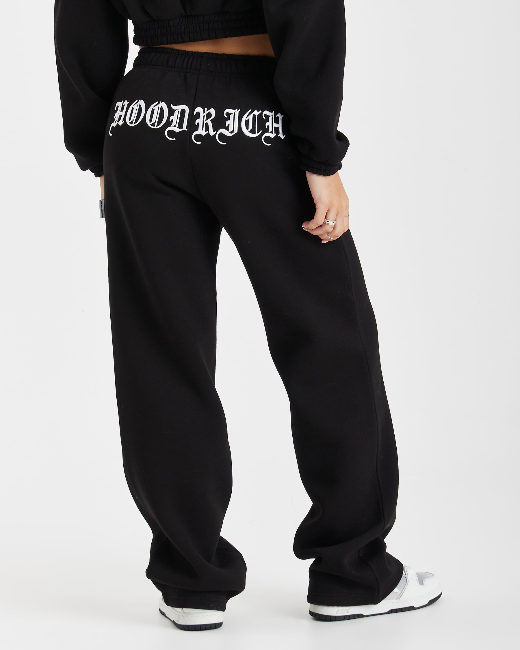 Dusk Wide Leg Joggers - Black/White