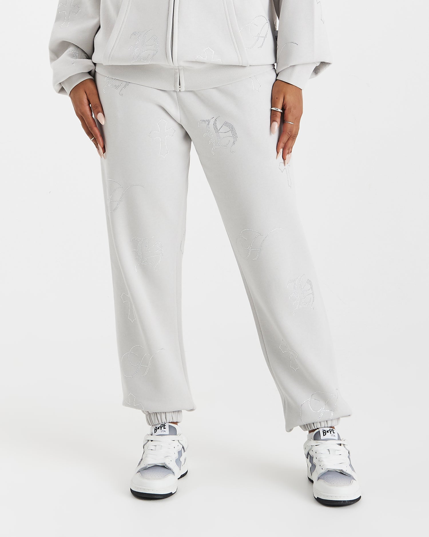 Crystal Joggers - Grey/Silver Rhinestone