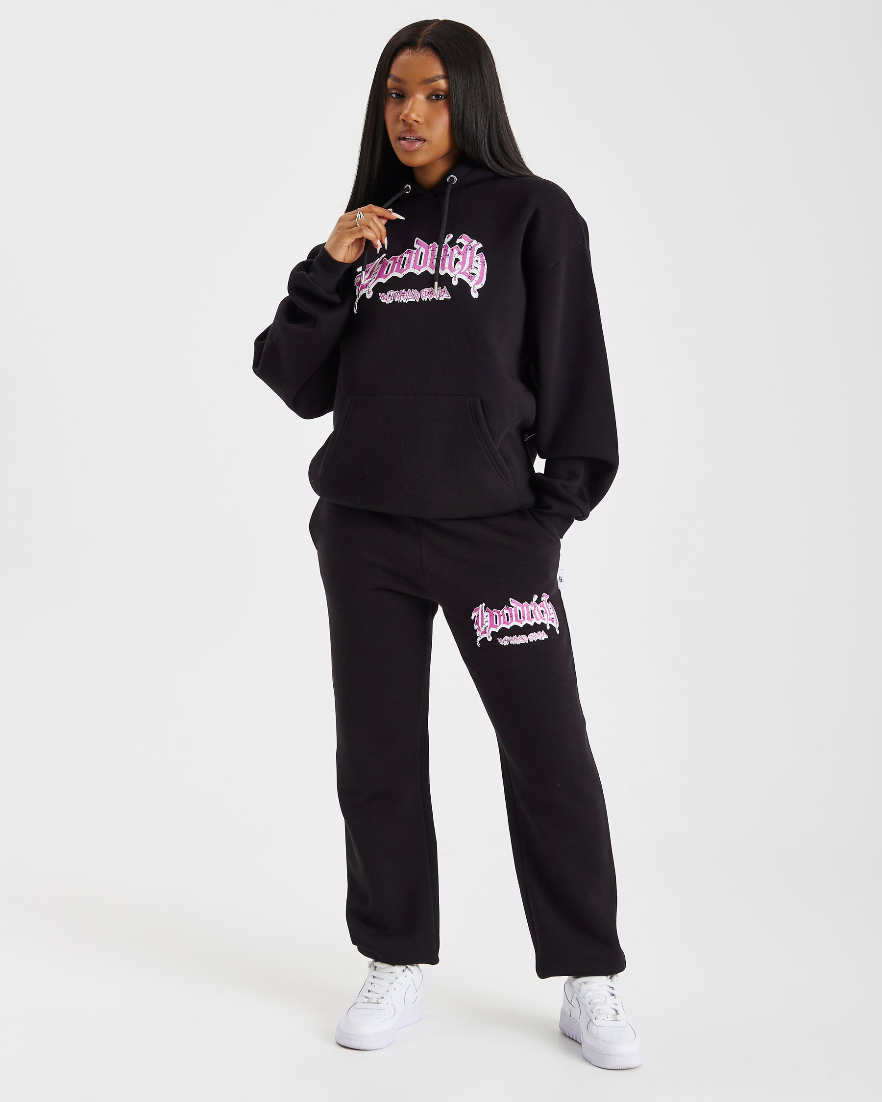 Sketch Money Hoodie - Black/White/Pink