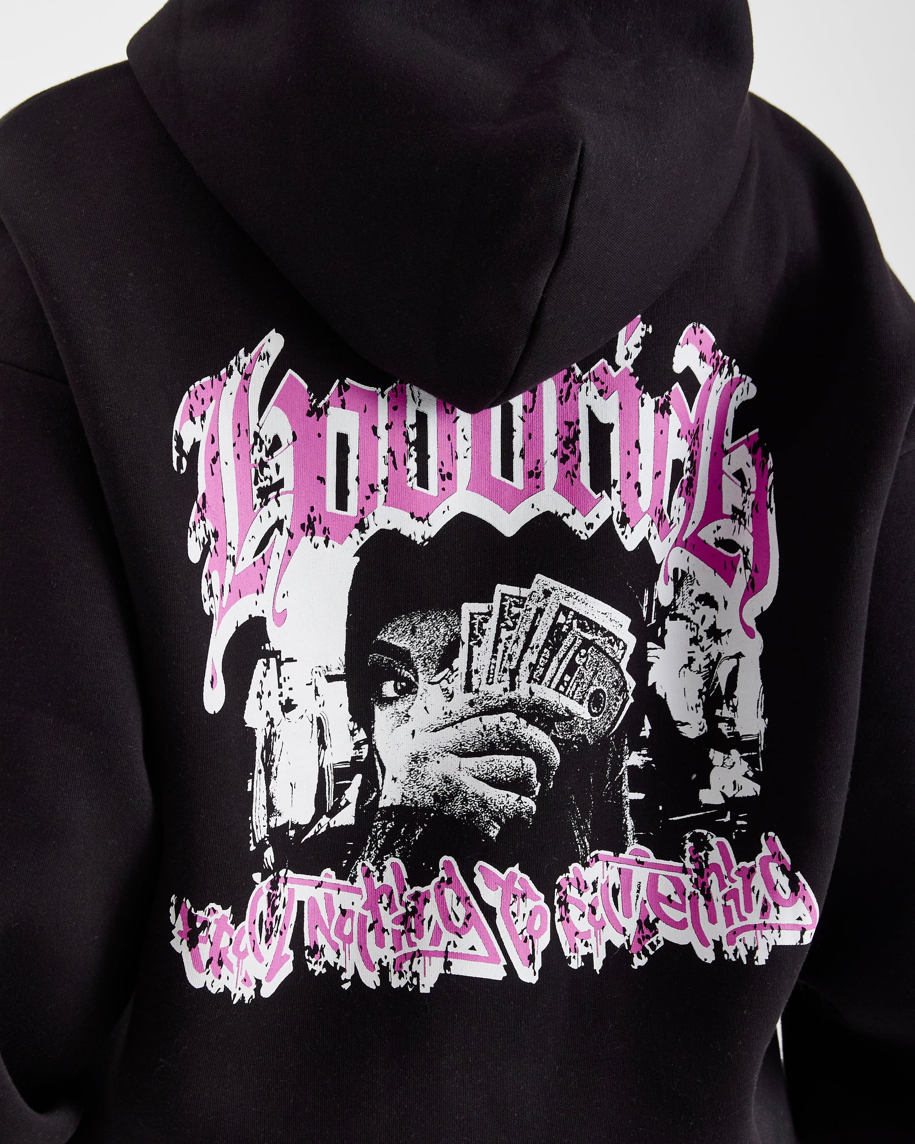 Sketch Money Oversized Hoodie - Black/White/Pink