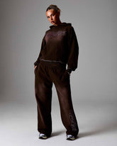 The Winner's Circle Amber Script Low Rise Oversized Wide Leg Joggers - Brown/Pink