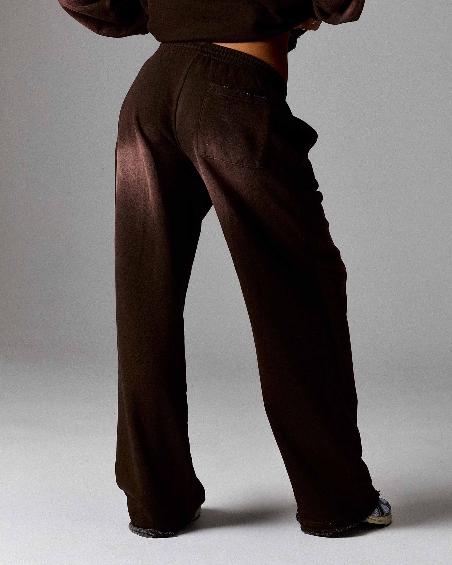 The Winner's Circle Amber Script Low Rise Oversized Wide Leg Joggers - Brown/Pink