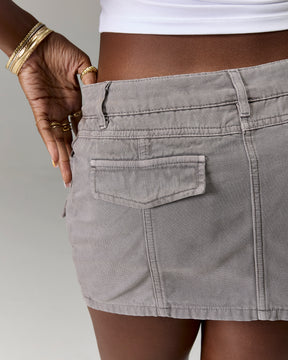The Winners Circle Cargo Mini Skirt - Grey