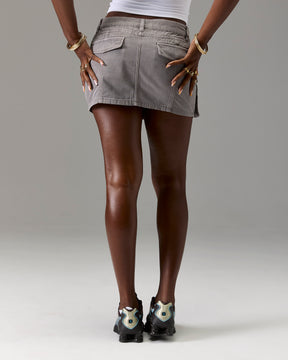 The Winners Circle Cargo Mini Skirt - Grey