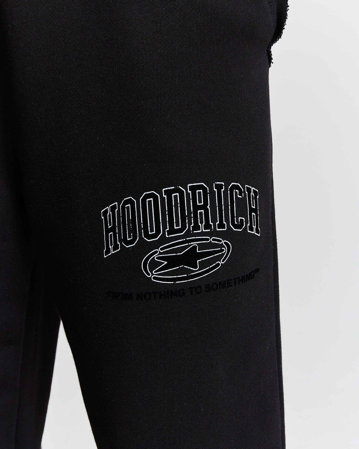 Black hoodie with 'Hoodrich' logo on a white background