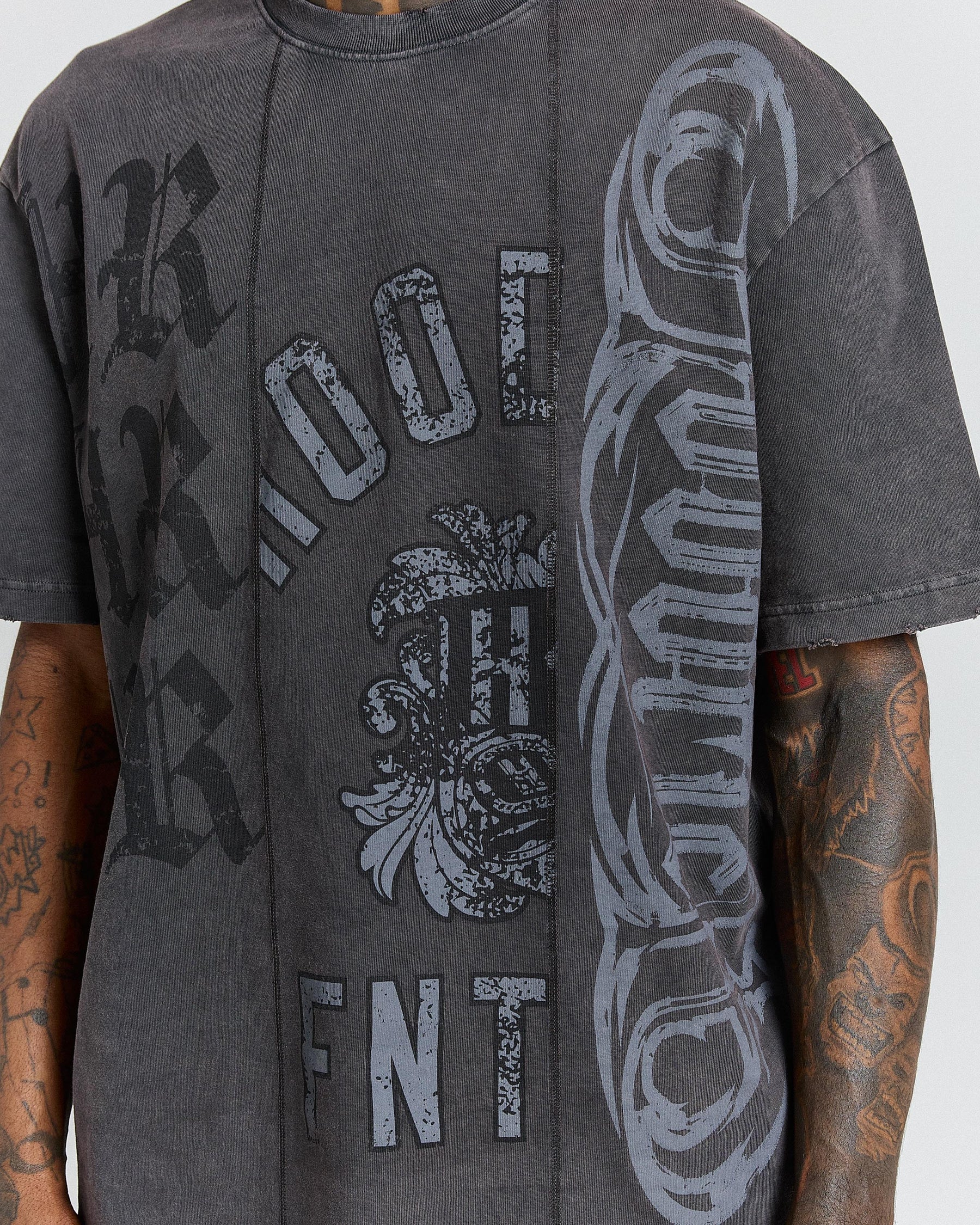 The Winner's Circle Divide Oversized T-Shirt - Grey