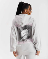 Flex Oversized Hoodie - Grey/White/Pink