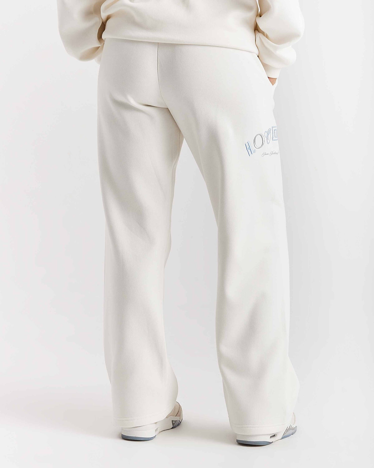 Calor Oversized Wide Leg Joggers - Off White/Blue