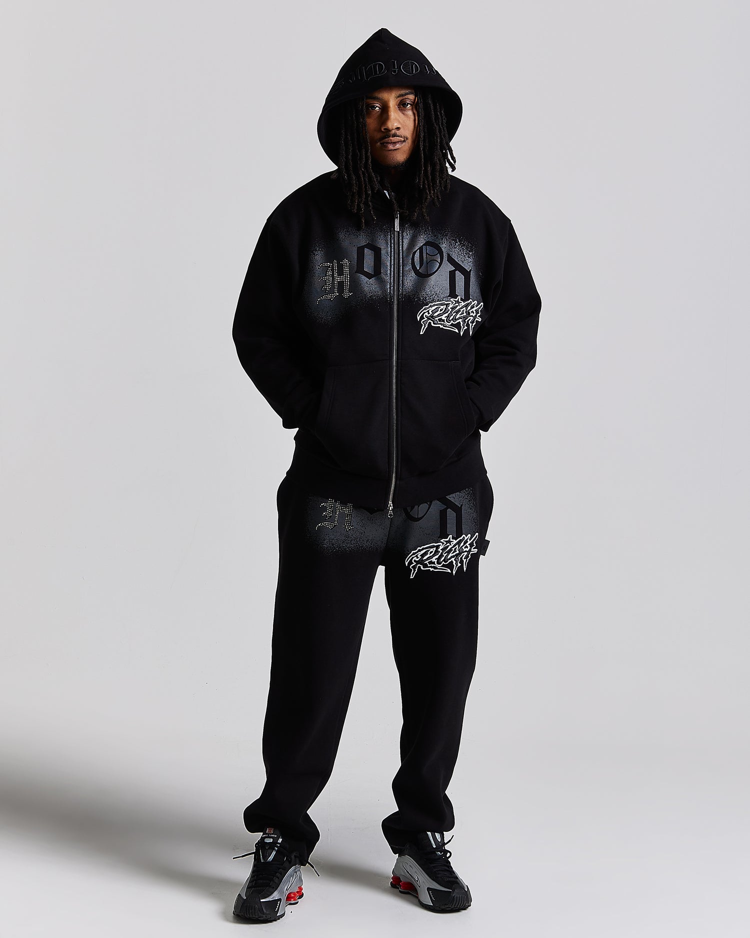 Iron Oversized Zip Hoodie - Black/Grey/White