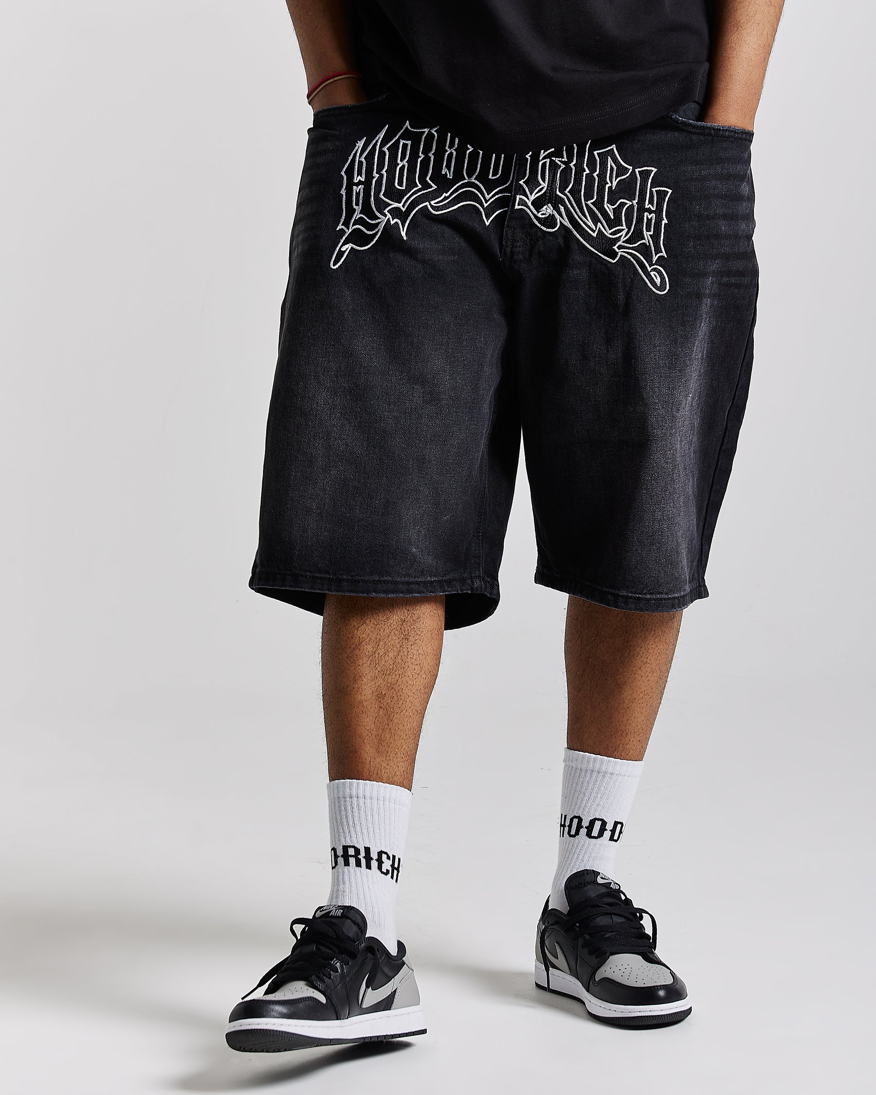 Ritual Denim Shorts - Black/White