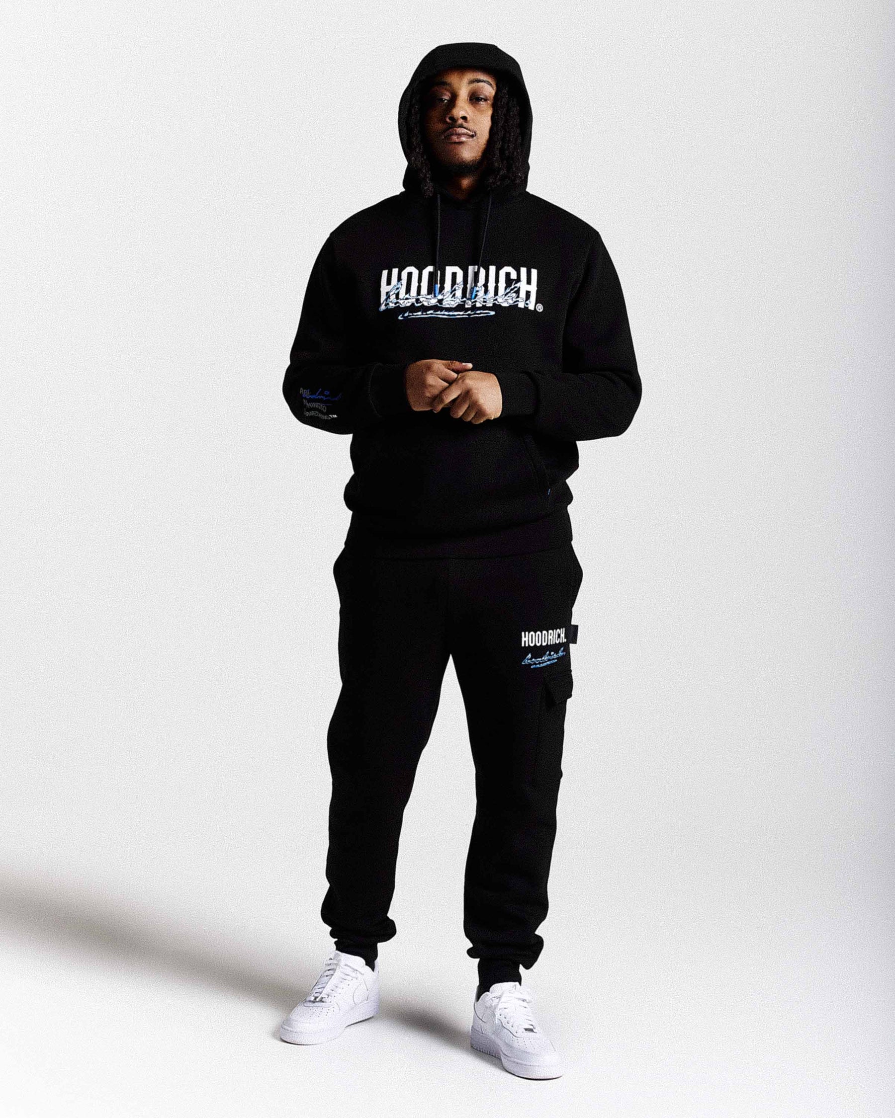 Flames Hoodie - Black/White/Blue