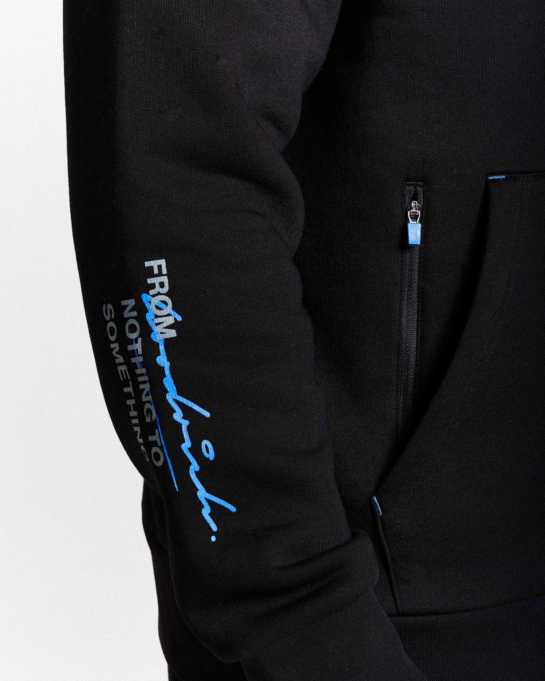 Flames Hoodie - Black/White/Blue