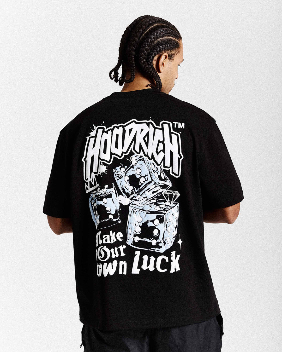Fortune Oversized T-Shirt - Black/White/Blue