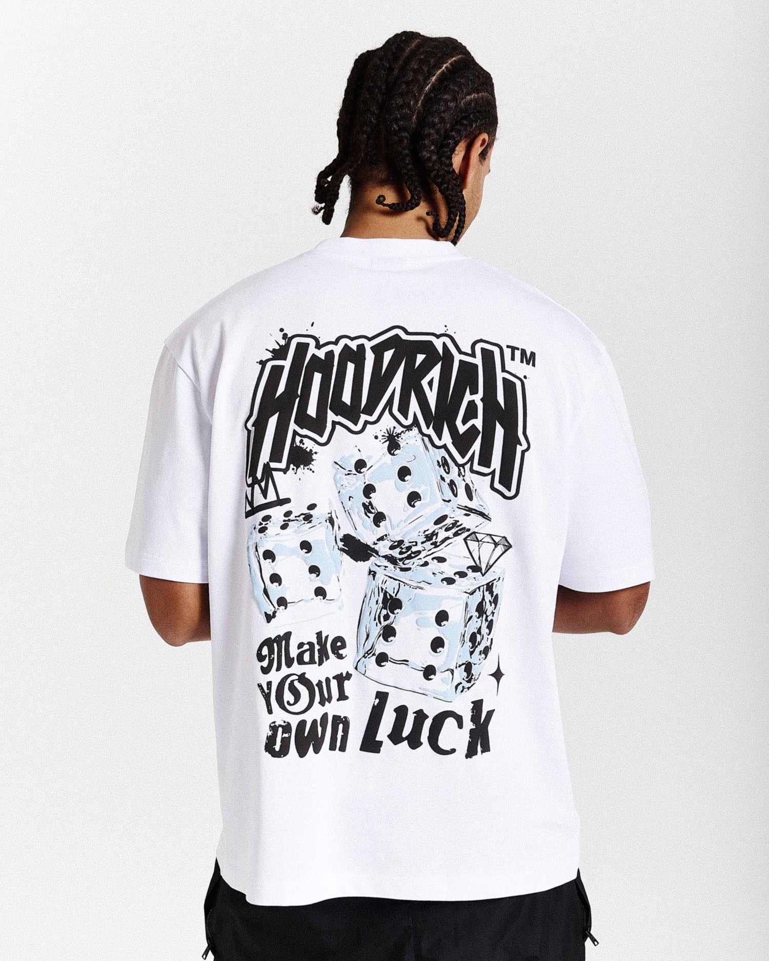 Fortune Oversized T-Shirt - White/Black/Blue