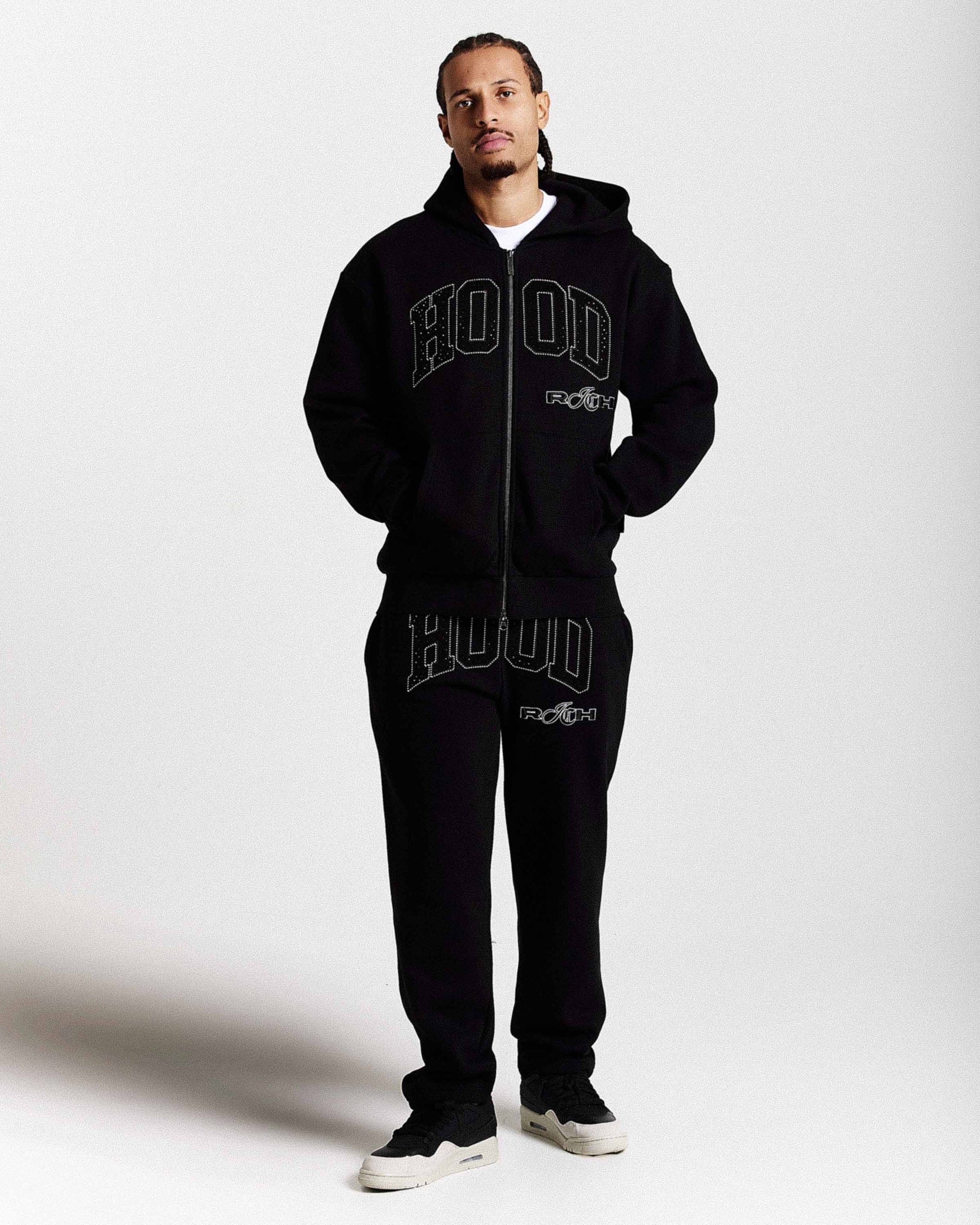 Captain Oversized Zip Hoodie - Black/White