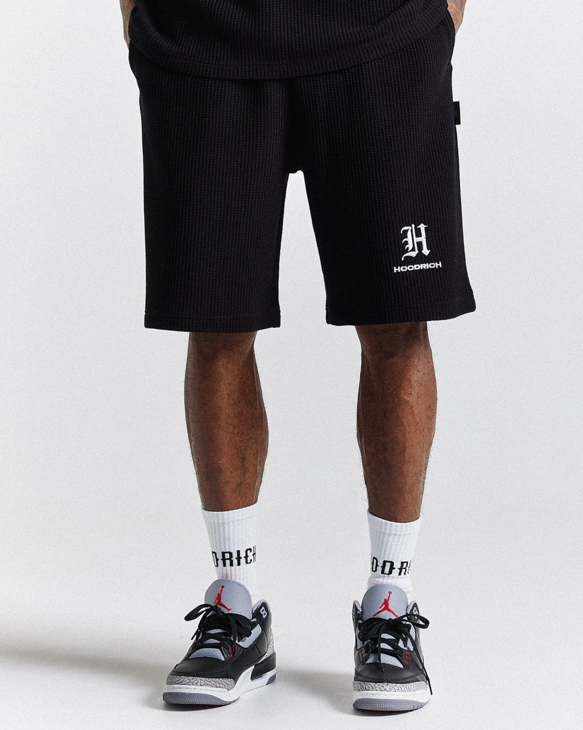 Chroma Waffle Oversized Shorts - Black/White