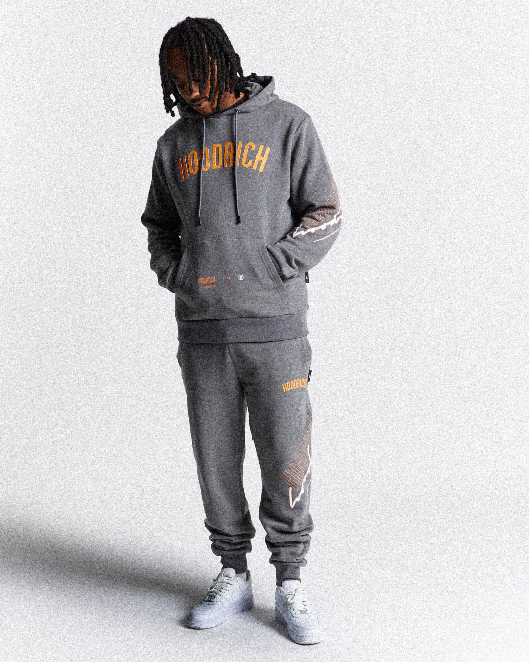 Grey hoodrich hot sale tracksuit