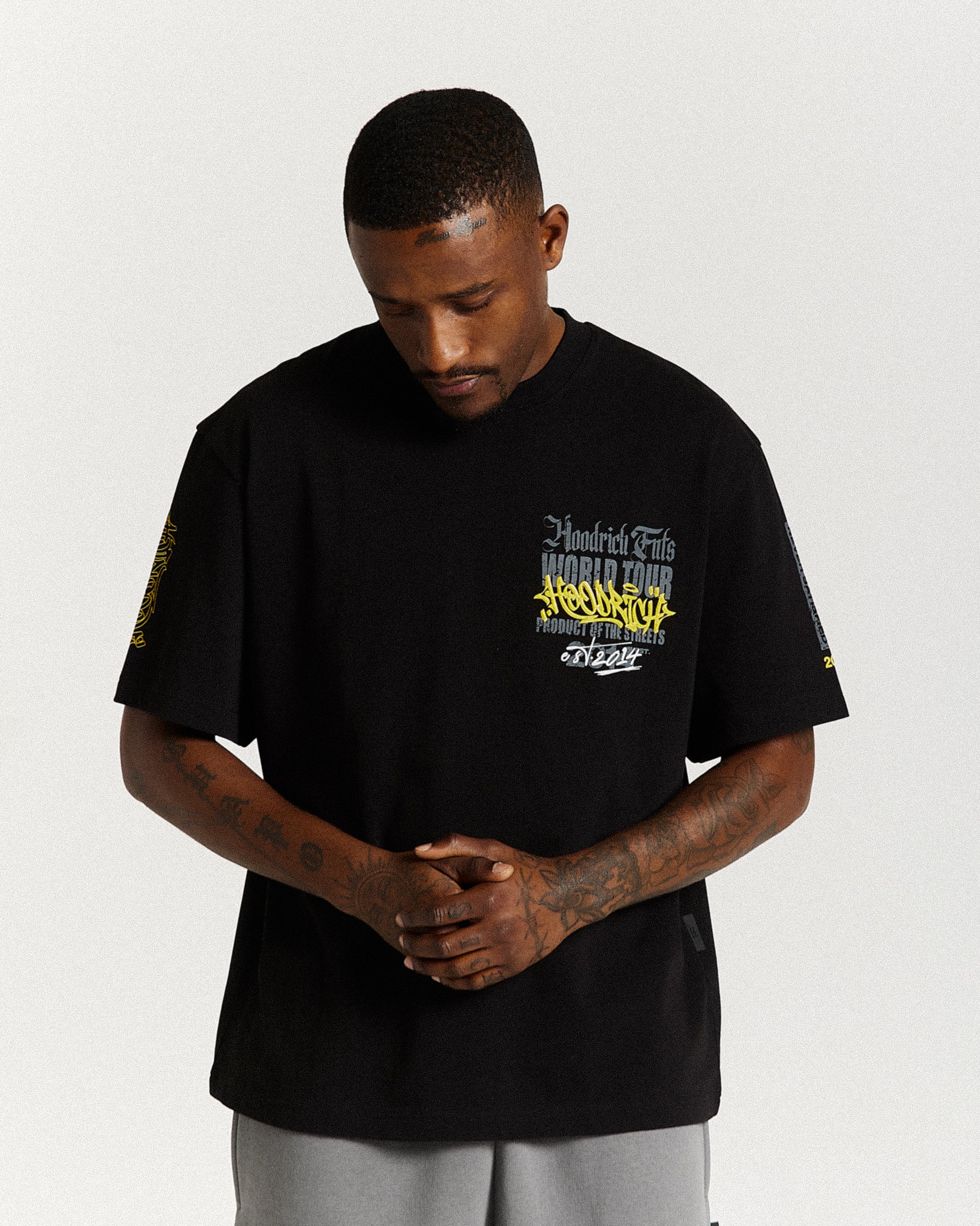 Stamp Tour Oversized T-Shirt - Black/Grey/Yellow