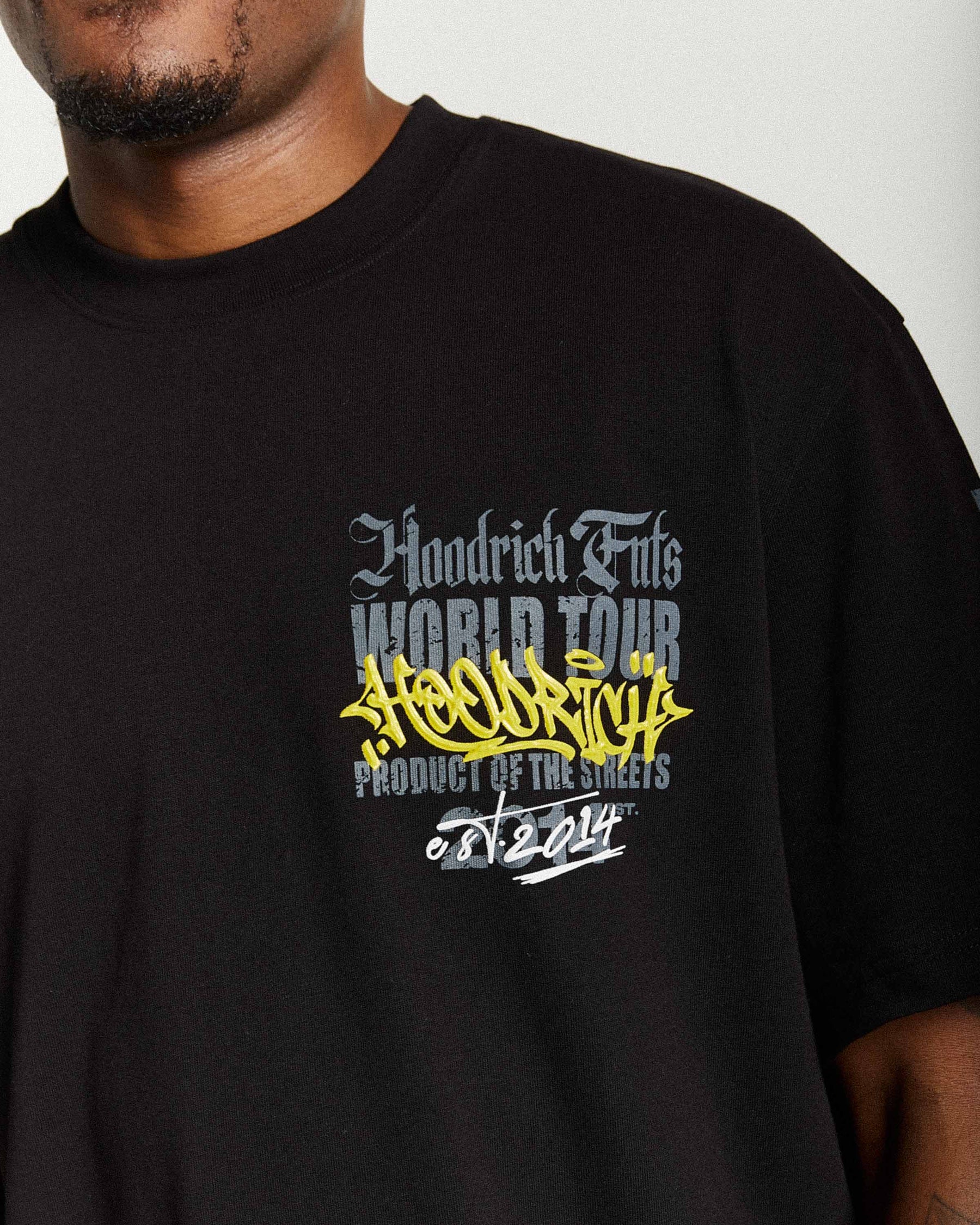 Stamp Tour Oversized T-Shirt - Black/Grey/Yellow
