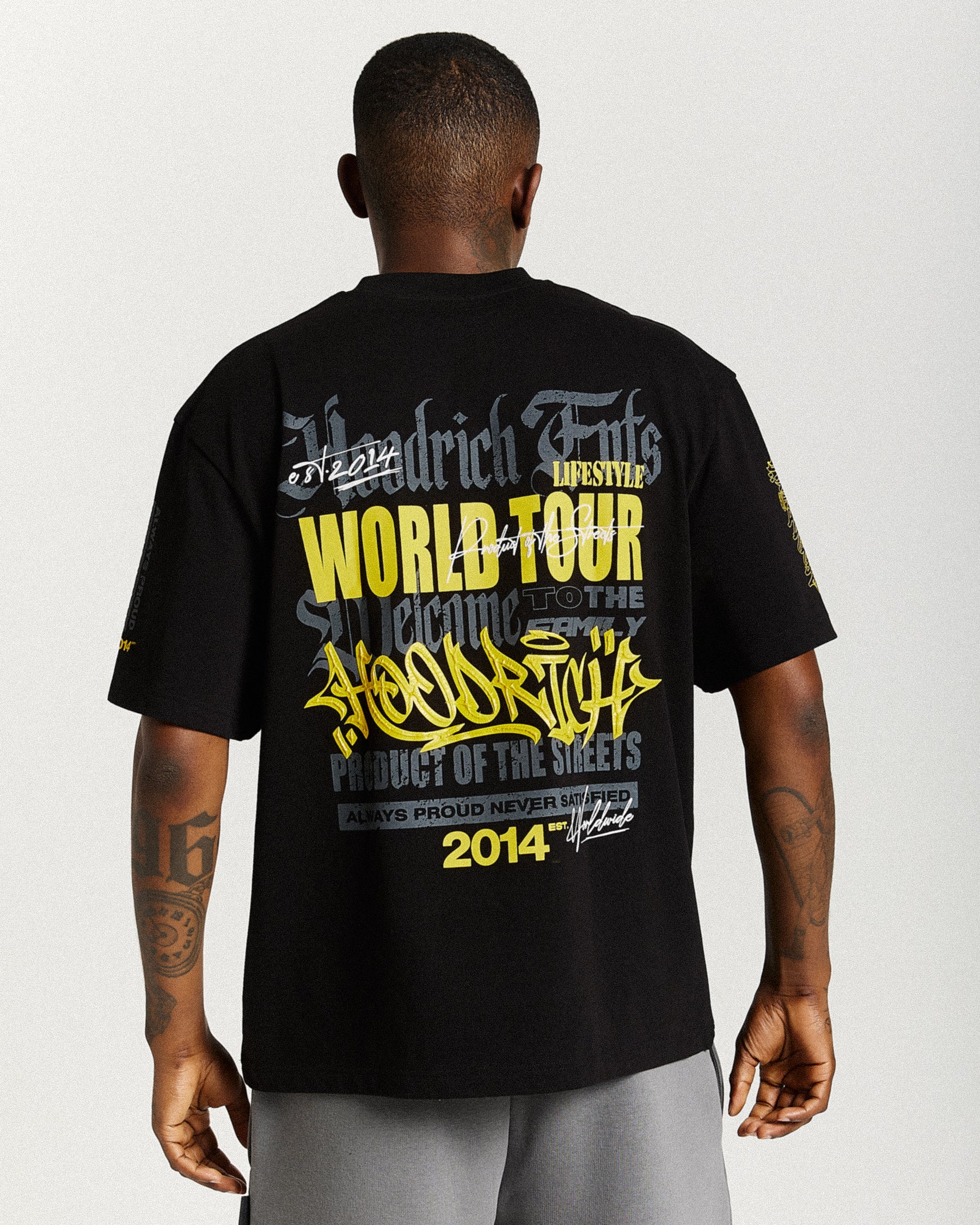 Stamp Tour Oversized T-Shirt - Black/Grey/Yellow