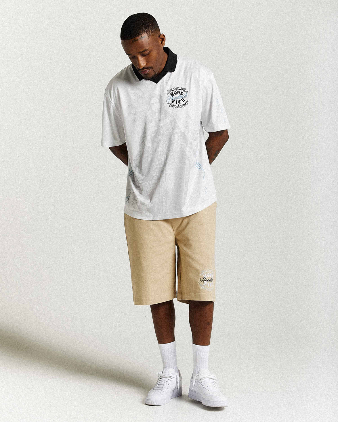 Rito Woven Shorts - Khaki/White