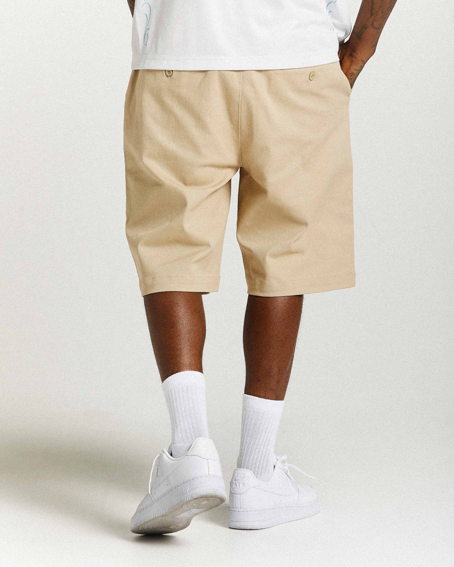Rito Woven Shorts - Khaki/White