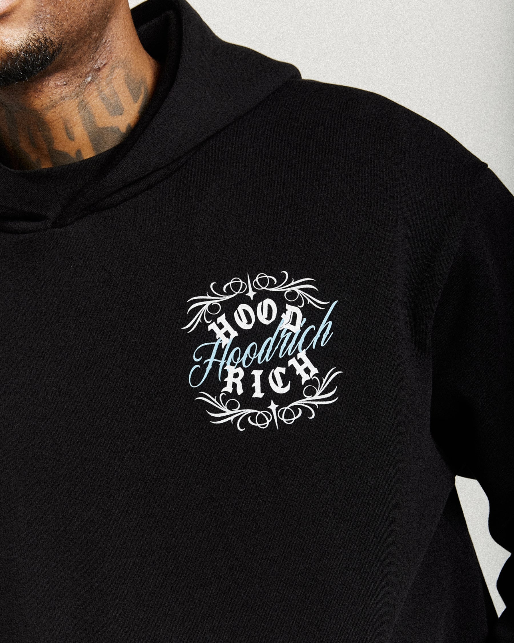 Rito Oversized Hoodie - Black/White/Blue