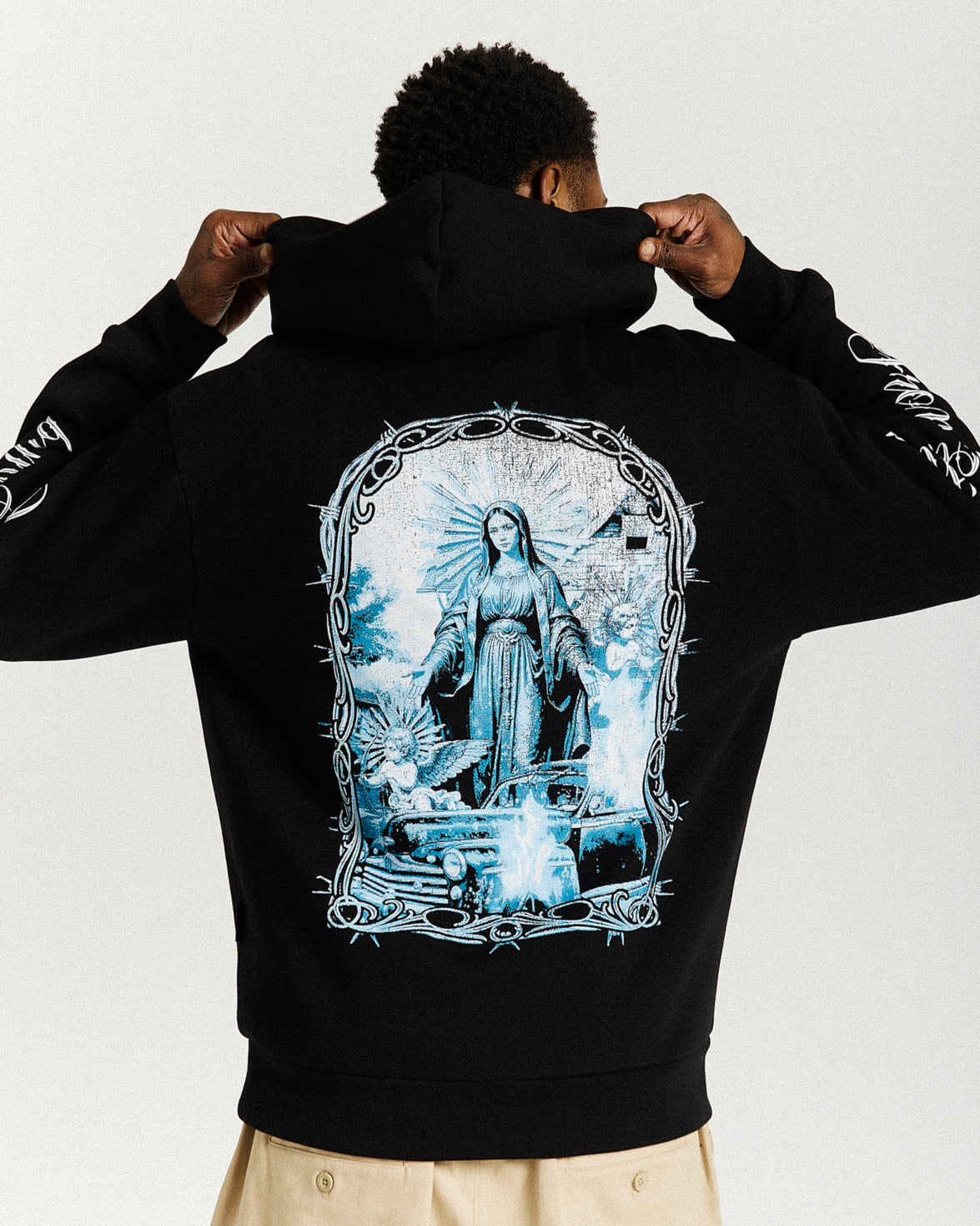 Rito Oversized Hoodie - Black/White/Blue