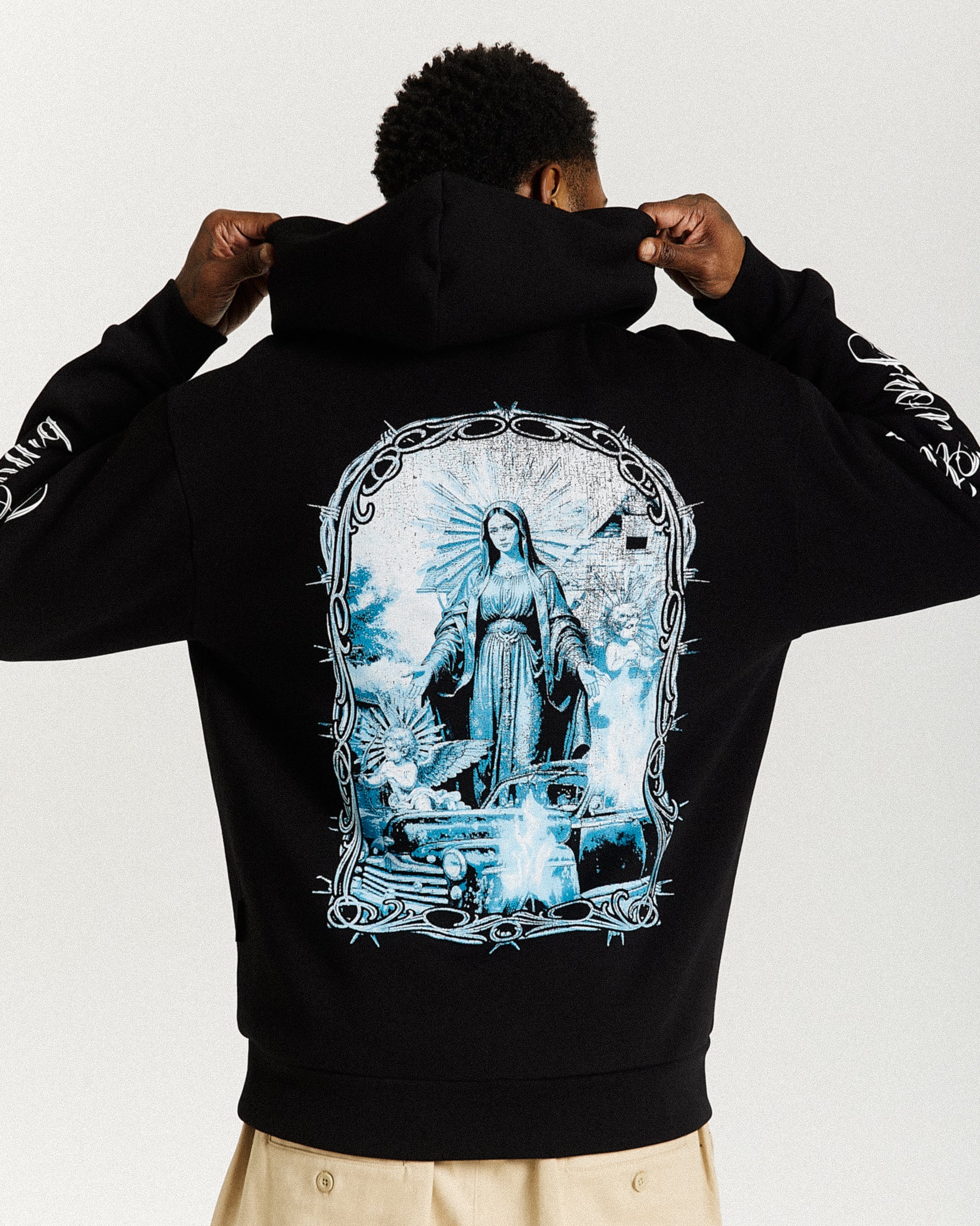 Rito Oversized Hoodie - Black/White/Blue