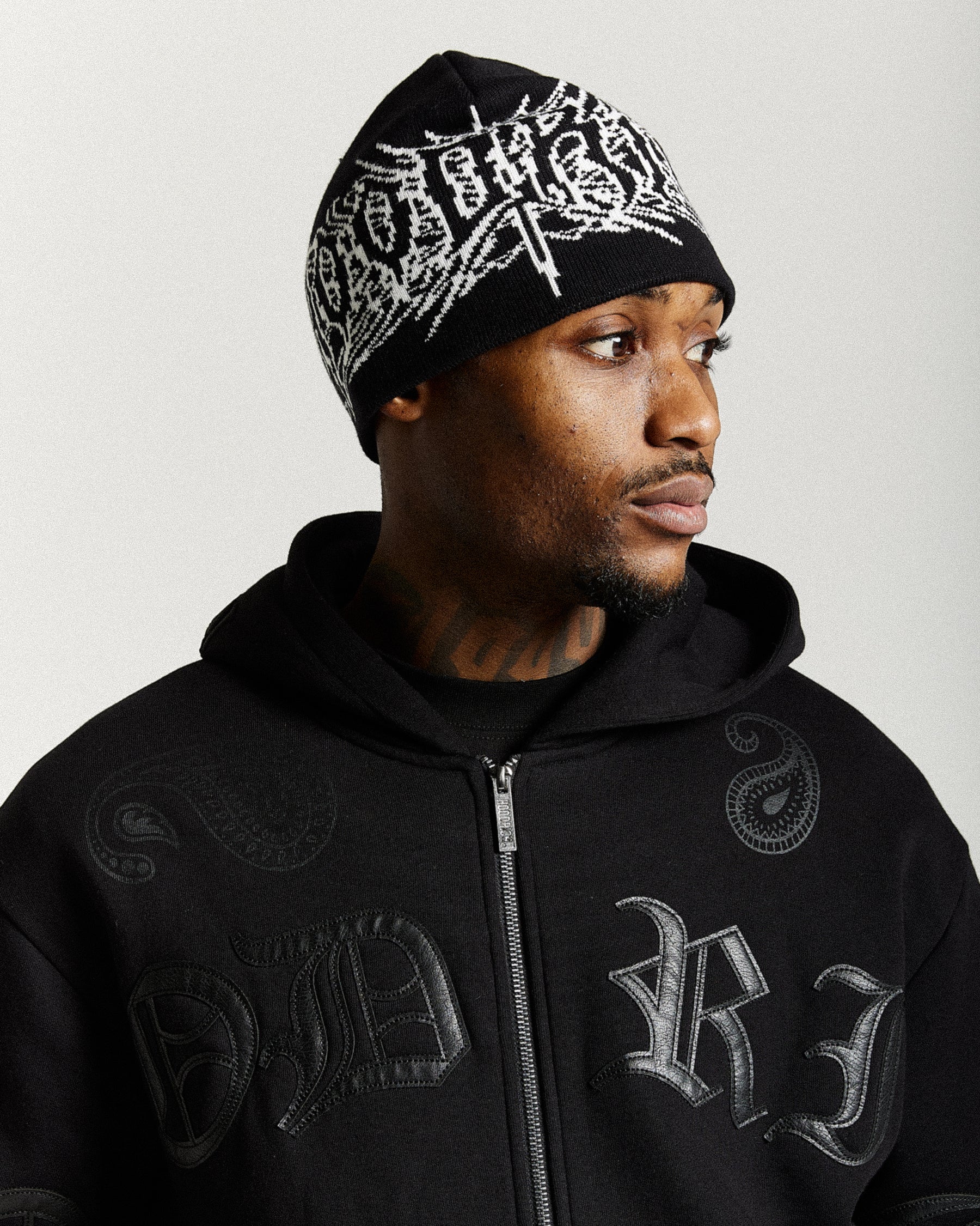 Spectral Fitted Knit Beanie - Black/White