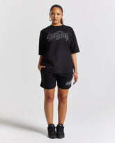 Diffuse Oversized Sweatshorts - Black/Rhinestone