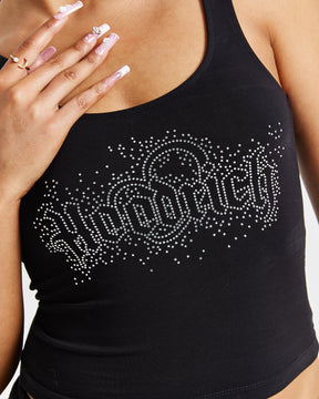 Diffuse Strappy Vest - Black/Rhinestones